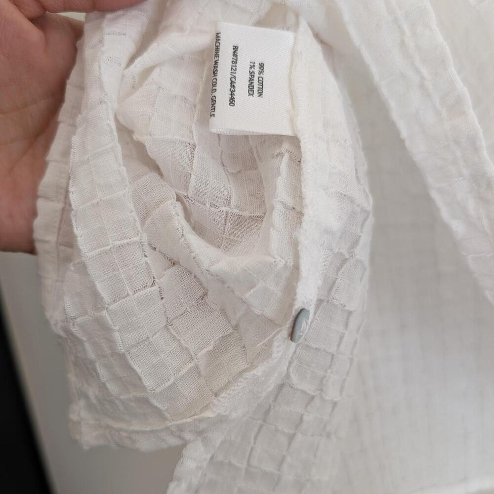 Eileen Fisher White Puckered Crinkle Sleeveless Button Up Shirt XL - Picture 6 of 6